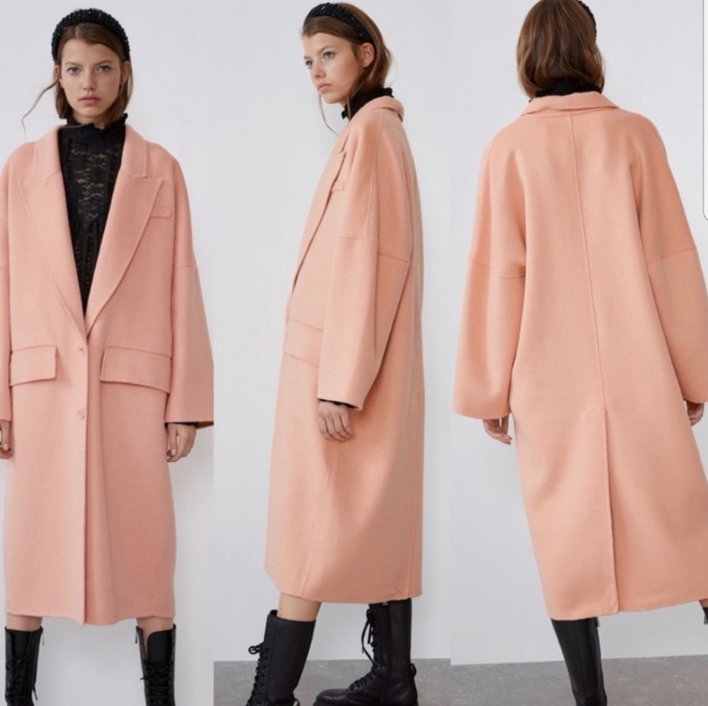 NWT ZARA Oversized Peach Wool Coat